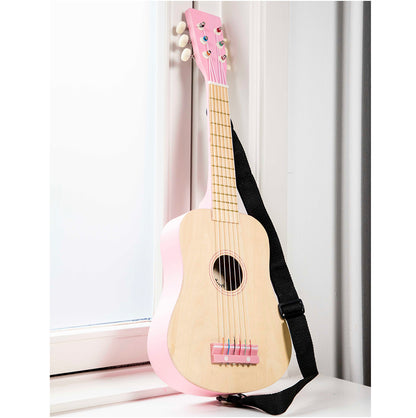 Speelgoed gitaar deluxe - naturel/roze