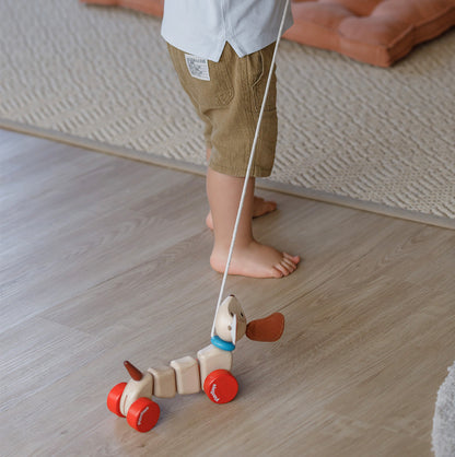 Houten Puppy Trekfiguur duurzaam speelgoed