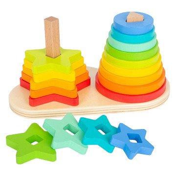 Houten Stapeltoren Regenboog Cirkel en Ster