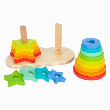 Houten Stapeltoren Regenboog Cirkel en Ster