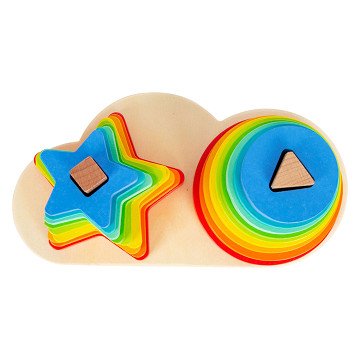 Houten Stapeltoren Regenboog Cirkel en Ster