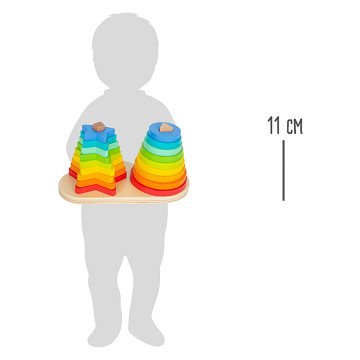 Houten Stapeltoren Regenboog Cirkel en Ster