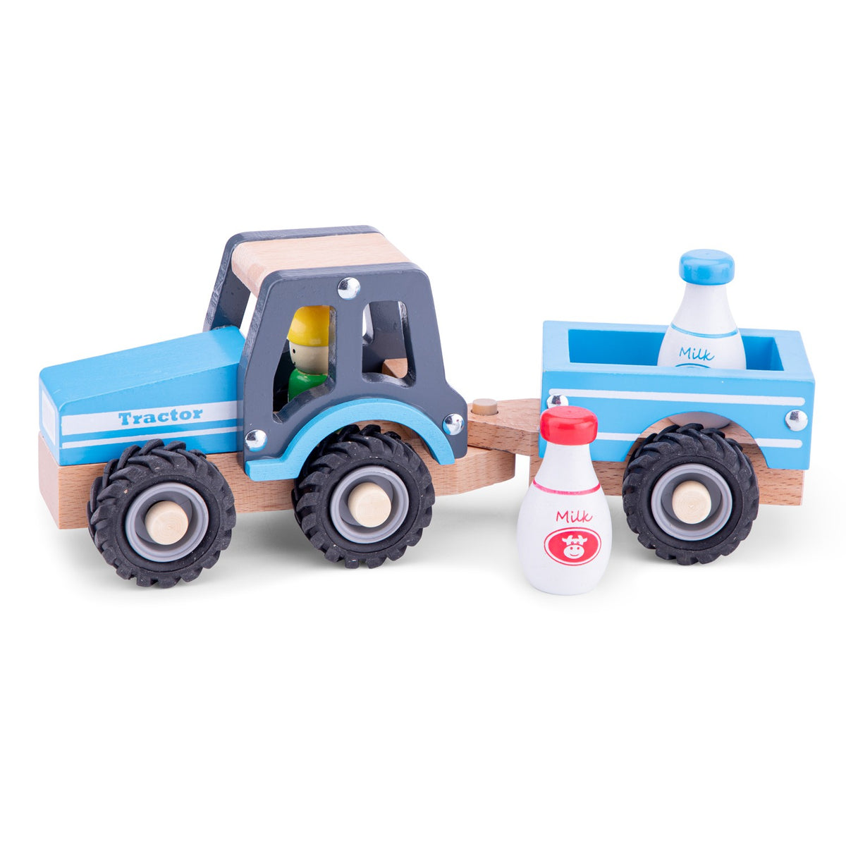 Tractor met aanhanger - melkbussen