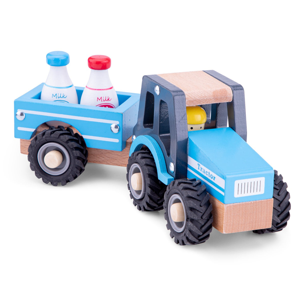 Tractor met aanhanger - melkbussen